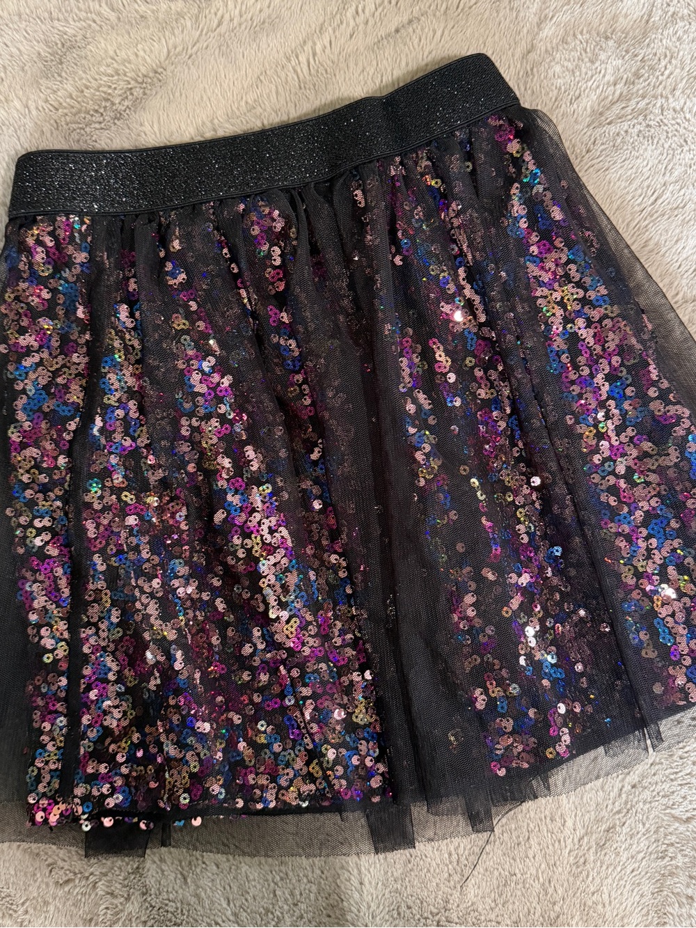 Epic Threads Black Tulle Skirt with Iridescent Sequins